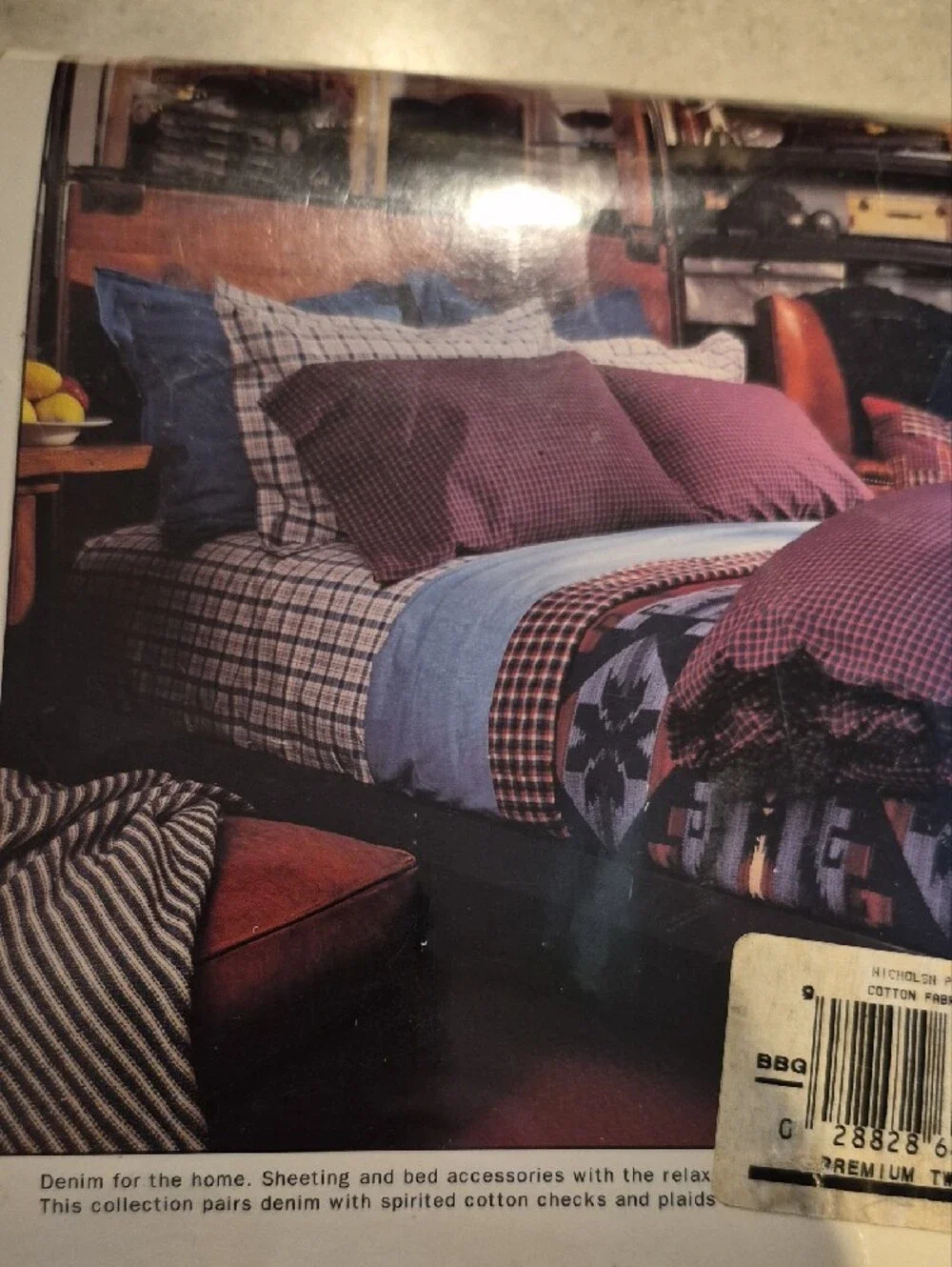 Ralph Lauren Blue and White Plaid Fitted Sheet - Twin Vintage 90s New In Package
